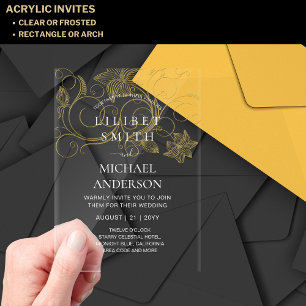 BUDGET Acrylic Wedding Gold White Elegant Chic Acrylic Invitations