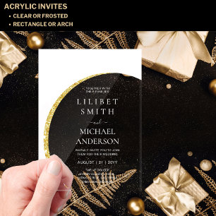 BUDGET Acrylic Wedding Modern White Gold Minimal Acrylic Invitations