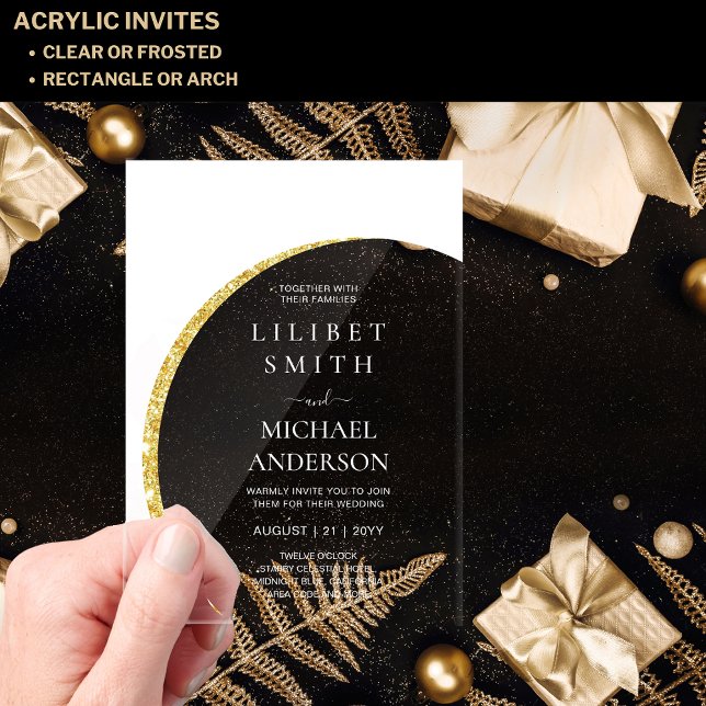 BUDGET Acrylic Wedding Modern White Gold Minimal Acrylic Invitations (Creator Uploaded)