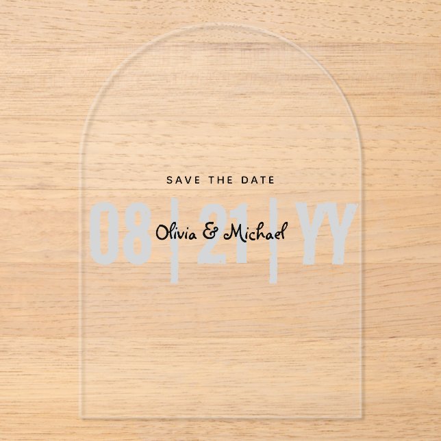 BUDGET Acrylic Wedding Save Date Minimalist ARCH Acrylic Invitations (Front)
