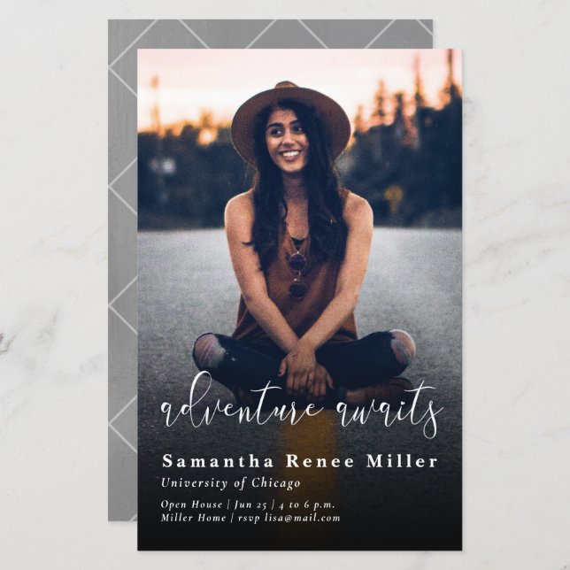 Budget Adventure Awaits Photo Graduation Invite (Front/Back)