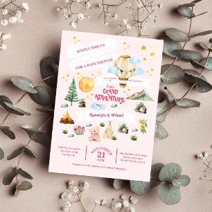 Budget Adventure Baby Shower Watercolor Invitation