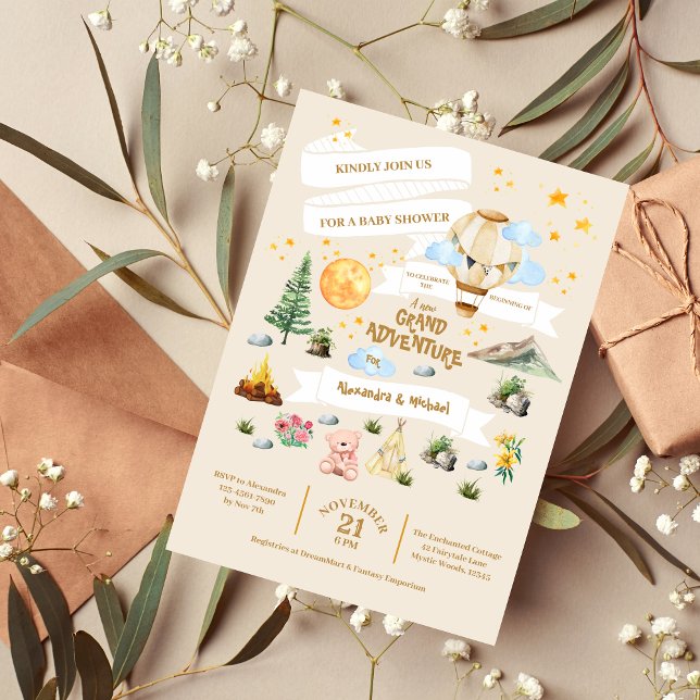 Budget Adventure Baby Shower Watercolor Trees Flyer (Creator Uploaded)