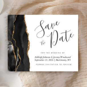 Budget Agate Black Gold Wedding Save the Date