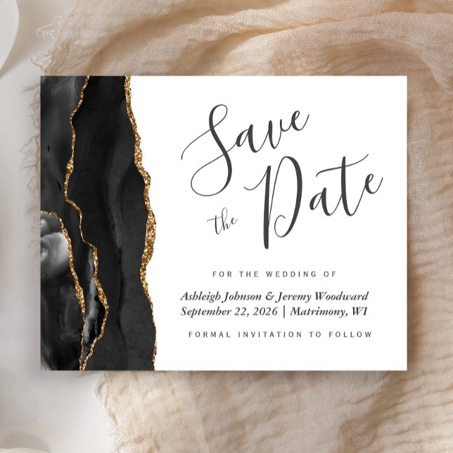 Budget Agate Black Gold Wedding Save the Date (Creator Uploaded)