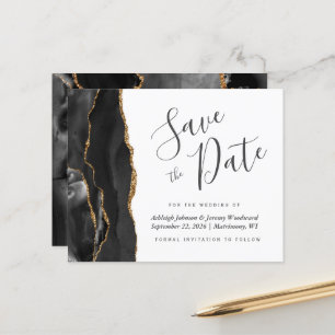 Budget Agate Black Gold Wedding Save the Date