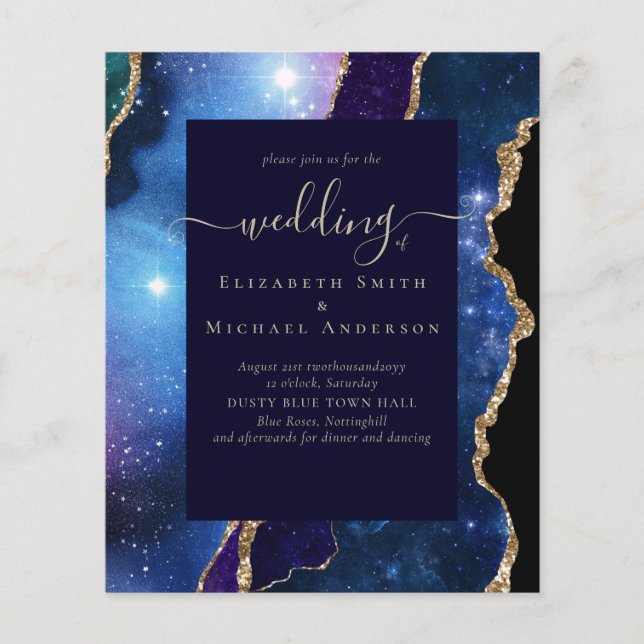 BUDGET  AGATE Blue Purple Gold Wedding Budget Flyer (Front)