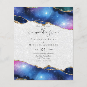 BUDGET AGATE Blue Purple Pink Gold Wedding INVITE Flyer