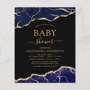 Budget Agate Navy Blue Gold Baby Shower Flyer