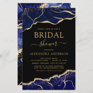 Budget Agate Navy Blue Gold Bridal Shower