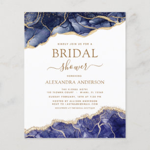 Budget Agate Navy Blue Gold Bridal Shower Flyer