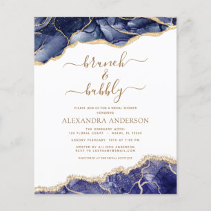 Budget Agate Navy Blue Gold Brunch & Bubbly Flyer