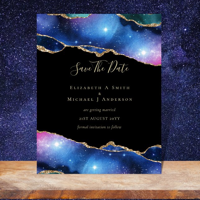 BUDGET AGATE Purple Gold Glitter SAVE DATES Flyer (Creator Uploaded)
