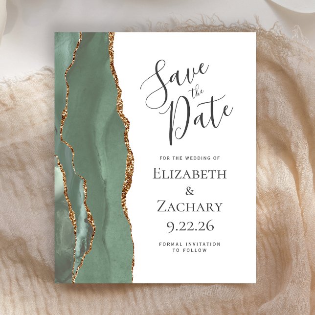 Budget Agate Sage Green Gold Save the Date (Creator Uploaded)