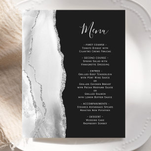 Budget Agate Silver Grey Slate Black Wedding Menu