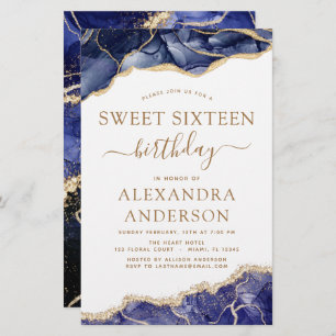 Budget Agate Sweet 16  Navy Blue Gold