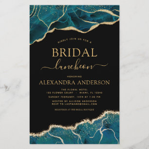 Budget Agate Teal Gold Bridal Shower Luncheon