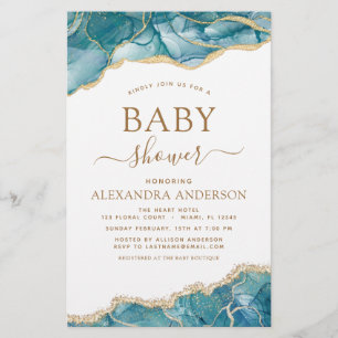 Budget Agate Turquoise Baby Shower Teal Gold