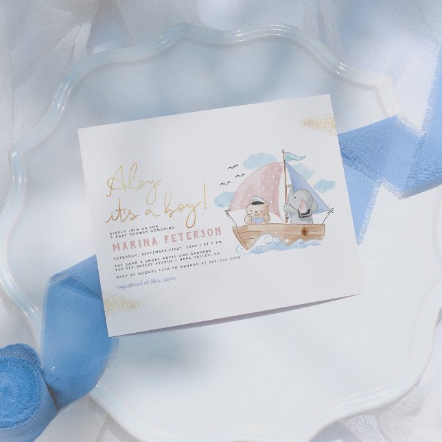 Budget Ahoy! Baby Boy Elephant Sailor Baby Shower (Creator Uploaded)