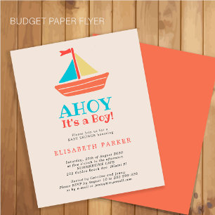 Budget Ahoy Its a Boy baby shower Invitation Flyer
