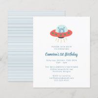 Budget Alien Spaceship 1st Birthday Invitation
