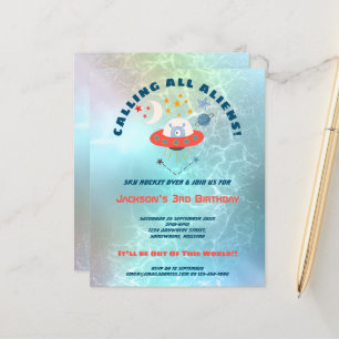 Budget Aliens 3rd Birthday party Invitation