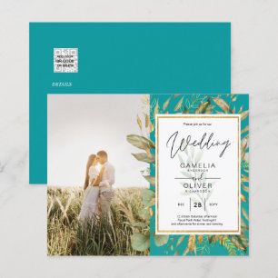 Budget All-in1 PHOTO Greenery Wedding RSVP QR CODE