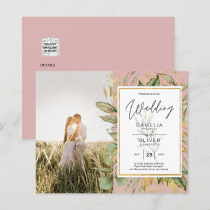 Budget All-in1 PHOTO Greenery Wedding RSVP QR CODE