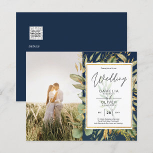 Budget All-in1 PHOTO Greenery Wedding RSVP QR CODE