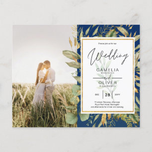 Budget All-in1 PHOTO Greenery Wedding RSVP QR CODE Flyer