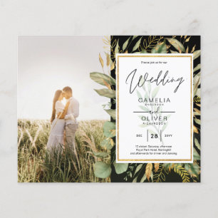 Budget All-in1 PHOTO Greenery Wedding RSVP QR CODE Flyer
