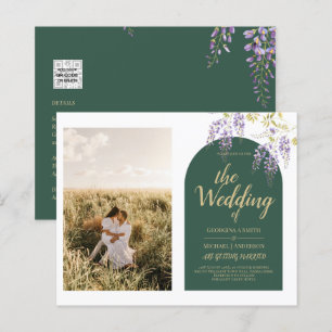 Budget All-in1 PHOTO Wedding Wisteria QR Code INV