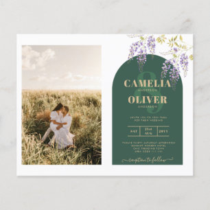 Budget All-in1 PHOTO Wedding Wisteria QR Code INV Flyer