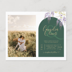 Budget All-in1 PHOTO Wedding Wisteria QR Code INV Flyer