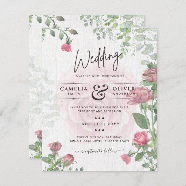 Budget All-in-1 Dusty Pink Roses Floral Wedding (Front/Back)