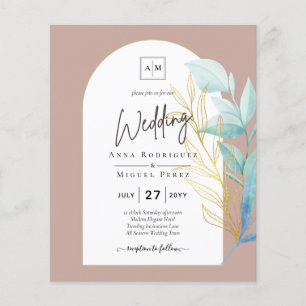 BUDGET All-in-1 Dusty Rose Gold Greenery Wedding Flyer