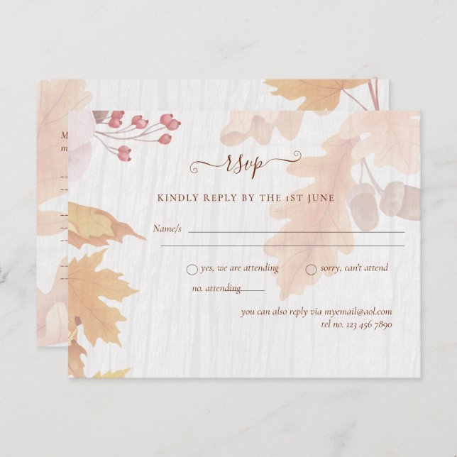 BUDGET All-in-1 Fall Leaves Terracotta Wedding Postcard (Front/Back)