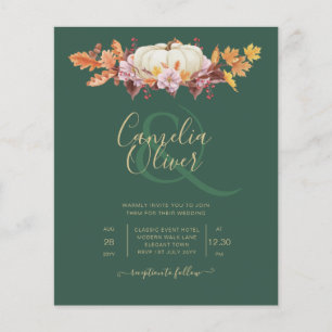 BUDGET All-in-1 Fall Pumpkin Green Gold Wedding Flyer
