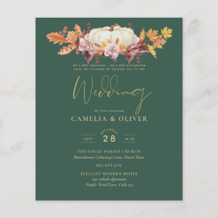 BUDGET All-in-1 Fall Pumpkin Green Gold Wedding Flyer
