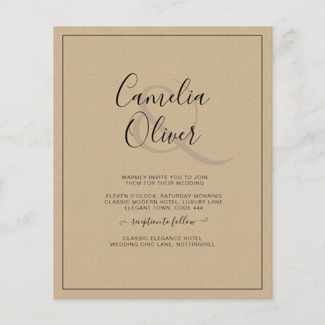 BUDGET All-in-1 Monochrome Ampersand Wedding Flyer (Front)