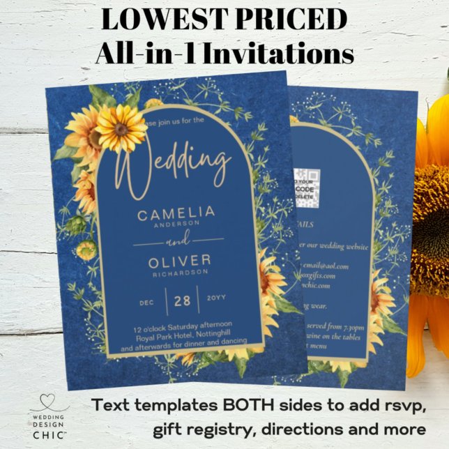 BUDGET All-in-1 Rustic Sunflowers BLUE Wedding Flyer (Creator Uploaded)