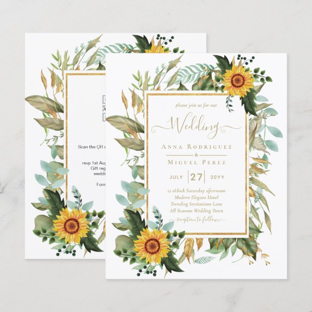 BUDGET All-in-1 Rustic Sunflowers Greenery Wedding (Front/Back)