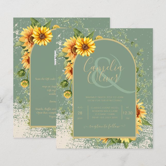 BUDGET All-in-1 Rustic Sunflowers Greenery Wedding (Front/Back)