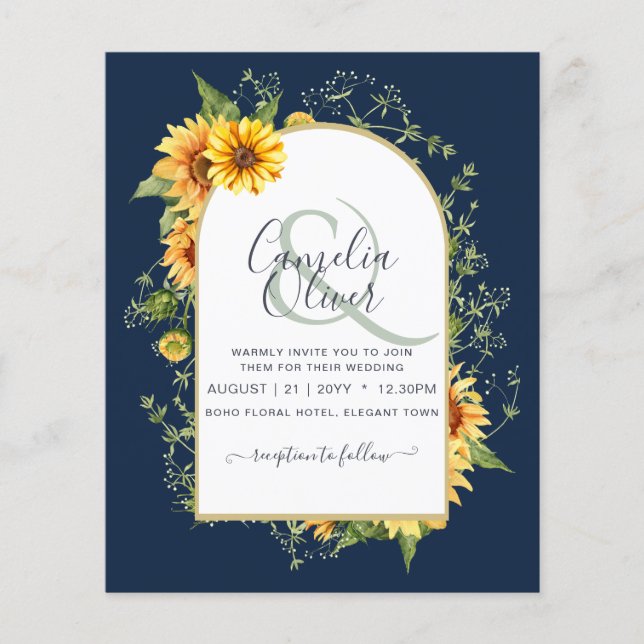 BUDGET All-in-1 Rustic Sunflowers Greenery Wedding Flyer (Front)
