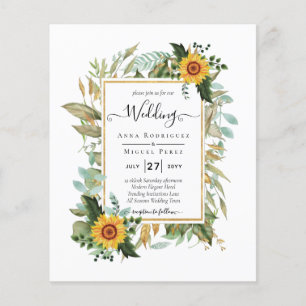 BUDGET All-in-1 Rustic Sunflowers Greenery Wedding Flyer