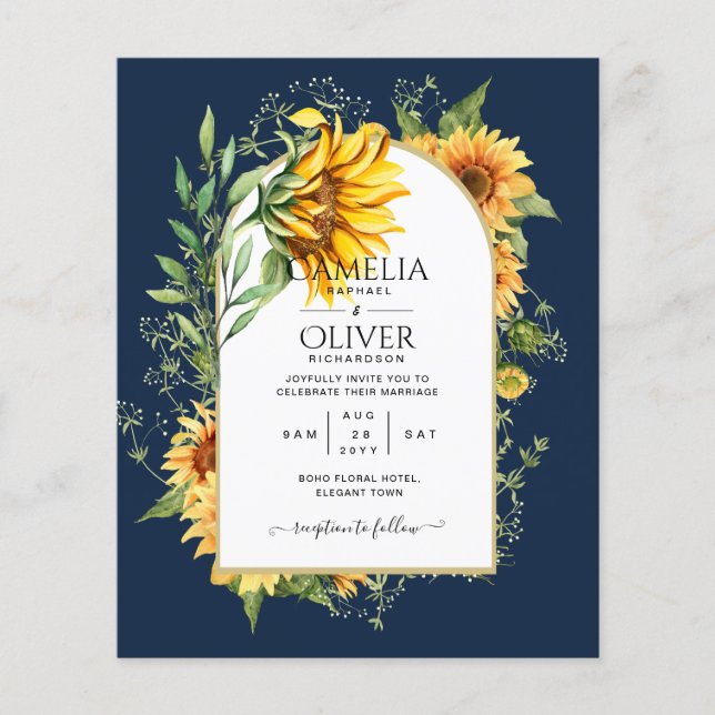 BUDGET All-in-1 Rustic Sunflowers Greenery Wedding Flyer (Front)