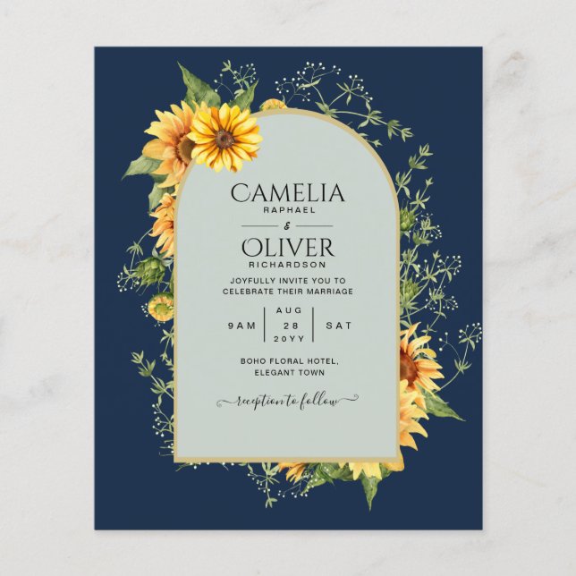 BUDGET All-in-1 Rustic Sunflowers Greenery Wedding Flyer (Front)
