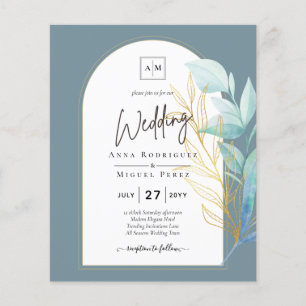 BUDGET All-in-1 Sea Glass Gold Greenery Wedding Flyer
