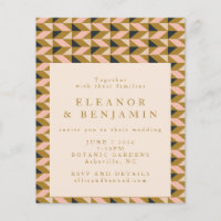 Budget All-in-One Art Deco Gold Wedding Invite