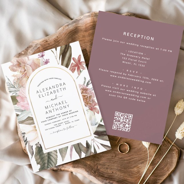 Budget All in One Burgundy Floral QR Code Wedding (Creator Uploaded)